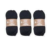 Glorex 5 1004 55 - Lot de 3 - en 100% Coton - 50 g chacun - Noir - Polyvalent, Doux et Lavable