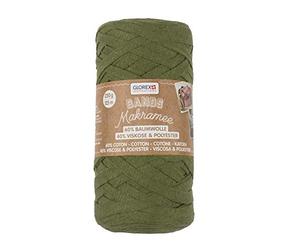 GLOREX 5 1005 07 - Bands Macramé - Fil textile super doux en 60% coton / 40% viscose - Pour crochet, tricot, nouage et créations textiles - 250 g - Environ 125 m - Olive