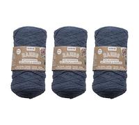 GLOREX 5 1005 51 Lot de 3 bandes macramé 60% coton et 40% viscose Bleu 250 g env. 125 m de fil textile super doux