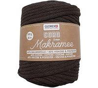 GLOREX 5 1006 16 - Cordon macramé 500 g, 5 mm, Longueur 85 m, Marron, Fil Textile tricoté Rond en 60 % Coton, 40 % Viscose et Polyester, pour Crochet, Tricot, nouage et création