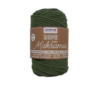 Glorex 5 1007 05 - Corde macramé 3 mm, fil textile super doux en 60% coton / 40% viscose, pour crochet, tricot, nouage et confection de textiles, 250 g, env. 63 m, vert olive torsadé