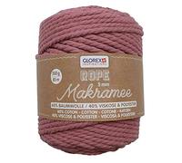 GLOREX 5 1007 16 - Macramé Rope - 500 g - 5 mm - Longueur : 85 m - Mauve - Fil de Coton Triple torsadé - 60 % Coton, 40 % Viscose et Polyester - pour Crochet, Tricot, nouage et création