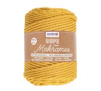 GLOREX 5 1007 17 - Rope pour macramé 500 g, 5 mm, Longueur 85 m, Jaune Moutarde, Fil de Coton Triple torsadé, 60 % Coton, 40 % Viscose et Polyester pour Crochet, Tricot, nouage et création