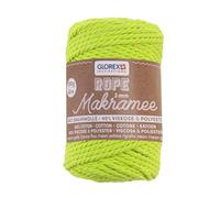 Glorex 5 1007 34 - Makramee Rope 3 mm, 250 g, Jaune Fluo, Longueur 63 m, torsadé, Fil Textile 60% Coton, 40% Viscose, pour Le Crochet, Le Tricot, Le nouage et Les créations Textiles