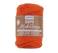 GLOREX 5 1007 35 - Makramee Rope 3 mm, 250 g, Neon Orange, Longueur 63 m, torsadé, Fil Textile en 60% Coton, 40% Viscose, pour Le Crochet, Le Tricot, Le nouage et Les créations Textiles