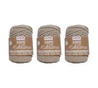 GLOREX 5 1007 51 Lot de 3 Cordes macramé 60% Coton & 40% Viscose/Polyester 500 g chacune en Colombe, Fil de Coton Triple Torsion de 3 mm