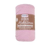 Glorex 5 1008 30 - Makramee Cotton 2 mm, 250 g, Rose, Longueur 225 m, Fil de Coton Triple Torsion, 100% Coton, pour Crochet, Tricot, nouage et création