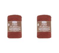 GLOREX 5 1008 32 - Coton macramé 2 mm, 250 g, terre cuite, longueur 225 m, triple torsade, 100% coton, pour crochet, tricot, nouage et création (Lot de 2)