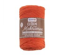 Glorex 5 1008 35 - Makramee Cotton 2 mm, 250 g, Neon Orange, Longueur 225 m, Fil de Coton Triple Torsion, 100% Coton, pour Crochet, Tricot, nouage et création