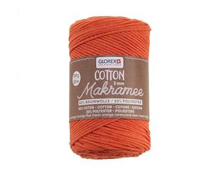 Glorex 5 1008 35 - Makramee Cotton 2 mm, 250 g, Neon Orange, Longueur 225 m, Fil de Coton Triple Torsion, 100% Coton, pour Crochet, Tricot, nouage et création