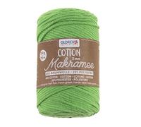 Glorex 5 1008 37 - Makramee Cotton 2 mm, 250 g, Vert Fluo, Longueur 225 m, Fil de Coton Triple Torsion, 100% Coton, pour Crochet, Tricot, nouage et création