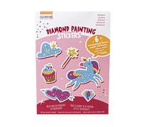 Glorex 6 1242 702 - Lot de 6 autocollants de peinture diamant motif licorne pour enfants à partir de 6 ans