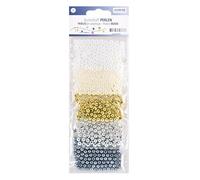 GLOREX Kit de Perles, Blanc/Argent/Or, 6mm