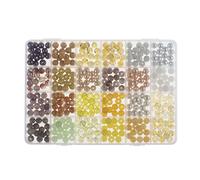Glorex 6 1630 340 - Perles en verre blanc/jaune dans une boîte de rangement, idéale pour la conception de bijoux, bracelets, colliers, accessoires ou décoration