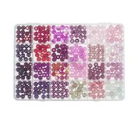 Glorex 6 1630 341 - Parure de bijoux en perles de verre dans une boîte de rangement, rouge et rose, idéale pour la conception de bijoux, bracelets, colliers, accessoires ou décoration