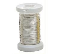 Glorex 6 2220 108 - Fil argenté avec Noyau de cuivre plaqué Argent, 0,25 mm x 40 m, enroulé sur Une Bobine en Plastique, idéal pour Les Loisirs créatifs ou Les créations Florales comme Fil de Liage.