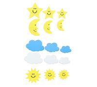 GLOREX 704-Stickers en Mousse 52pcs Soleil/Lune/Nuage, Autocollant, 6 2247 704, Multicolore, Divers