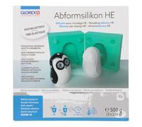 GLOREX 6 2407 301 - Silicone de moulage HE, 2 x 250 g, silicone à 2 composants hautement élastique pour différents projets de bricolage, résistant, résistant à court terme jusqu'à 150 °C max