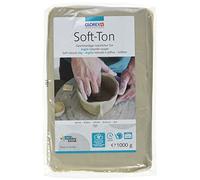 Glorex 6 8075 201 Soft-Ton-Argile Naturelle Souple, Blanc, 1000g