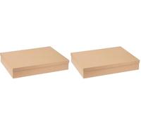 GLOREX Boîte en carton rectangulaire avec couvercle en carton certifié FSC 24,7 x 34,7 x 6,4 cm, Marron Naturel. (Lot de 2)