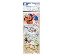 GLOREX Boutons Assortis, Bois, Multicolore, 72 pcs