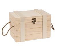 GLOREX Coffre à trésor en Bois, Naturel, 24 x 16,5 x 15,5 cm