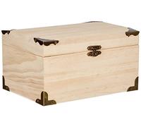 GLOREX Coffre au trésor en bois naturel 18 x 12,5 x 10 cm