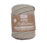 Glorex Cord macramé, Viscose, Tissé taupe, 85 m, Set Pièces