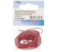 GLOREX Cordon en Coton 1 mm/5 M, Coton, Bordeaux, 8,5 x 5,5 x 1 cm