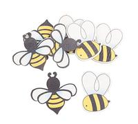 GLOREX Déco en Bois Abeilles+Ruche 8pcs Assortis, 3,8x3,2x0,1cm, Multicolore, 3,7x4,2cm
