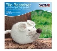 Glorex GmbH Kit créatif à feutrer, souris crème, 12 x 6, Maus Creme