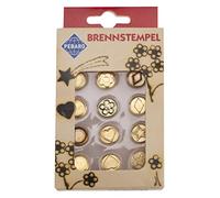 Glorex Lot de 12 tampons à Graver avec différentes Formes en Laiton pour pyrograveur Pebaro, 6 1671 003, Or, Various Sizes