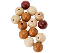 GLOREX Perles en Bois 14 pièces mélange Marron, Bois, 15mm (145St)