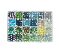 Glorex Lot de 6 perles de verre 1630 343 dans une boîte de rangement, turquoise et vert, idéal pour la conception de bijoux, bracelets, colliers, accessoires ou comme décoration