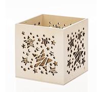 GLOREX Photophore en Bois, Naturel, 10 x 10 x 10 cm