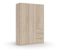 GLORIA Armoire de chambre style contemporain mélaminée décor chêne canadien - L 135 cm