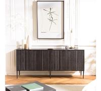 Gloria - buffet bois de manguier 4 portes sculptées noir