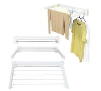 Gloria&Goods Étendoir a Linge Mural - Séchoir Mural Pliable - Étendoir à Linge d'intérieur et d'extérieur - Rétractable Peu encombrante à 5 Barres avec Barre Porte-Serviettes intégrée