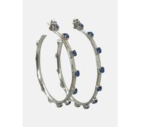Gloria Mago Boucles d'oreilles 'Silver hoop earring with blue opal crystal' argent, Taille 4,8 cm