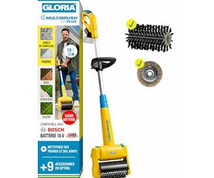 GLORIA MultiBrush li-on | Compatible Batterie BOSCH 18V | Outil seul | Sans batterie | Brosse de nettoyage multifonction 11-en-1 | Pour joints, désherbage, entretien du gazon & coupe-bordures