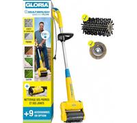 GLORIA MultiBrush speedcontrol | Brosse de nettoyage électrique filaire | Brosse de nettoyage multifonction 11-en-1 | Idéal pour terrasses, dalles, surfaces en pierre & bois| 2 brosses incluses