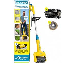 GLORIA MultiBrush speedcontrol | Brosse de nettoyage électrique filaire | Brosse de nettoyage multifonction 11-en-1 | Idéal pour terrasses, dalles, surfaces en pierre & bois| 2 brosses incluses