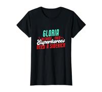 Gloria, Parce Que Les Super-héros Ont Besoin d'un Acolyte, nom drôle de Gloria T-Shirt Graphique avec Valeur, Femme, Noir, XL