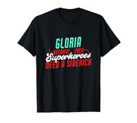 Gloria, Parce Que Les Super-héros Ont Besoin d'un Acolyte, nom drôle de Gloria T-Shirt Graphique avec Valeur, Homme, Noir, S