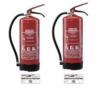 Gloria PD6GA Lot de 2 extincteurs en poudre ABC avec manomètre et plaque 10LE