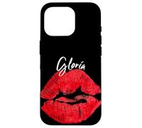 Gloria Red Lips Prénom personnalisé Coque pour iPhone 16 Pro