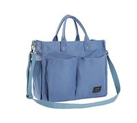 GloriaNguyen Sacs en toile avec fermeture Éclair et poches, fourre-tout, sac à main/bandoulière multifonction pour l’école, le travail, les voyages, la plage et l’utilisation quotidienne, bleu, Medium