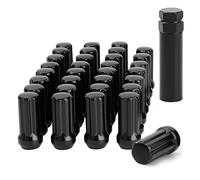 glorider 9/16-18, 32 écrous noirs pour Dodge 2500 3500 8 languettes, écrou à extrémité fermée 9/16 x 18 avec 1 clé de prise pour Ram 2500 3500 1994-2011, Ram 15000 2002-2010. Après-vente