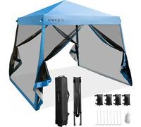 Gloriette de jardin COSTWAY NP10301BL, avec sac, hauteur réglable, avec moustiquaire, protection UV, 3x3 m - N