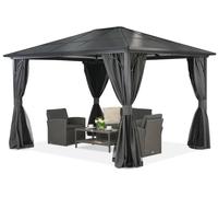 Gloriette de jardin moderne Santiago 3x3,6m avec rideaux anthracite Garden Point